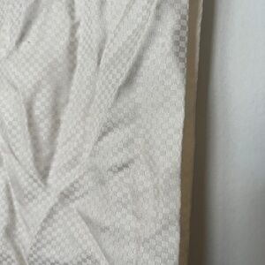 Cream Silk Checkered Striped Scarf